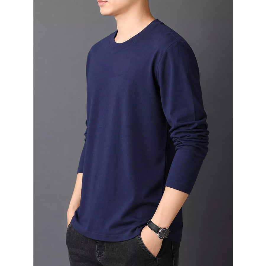 Men’s Plus Size Round Neck Long Sleeve T-Shirt Apparel and Accessories