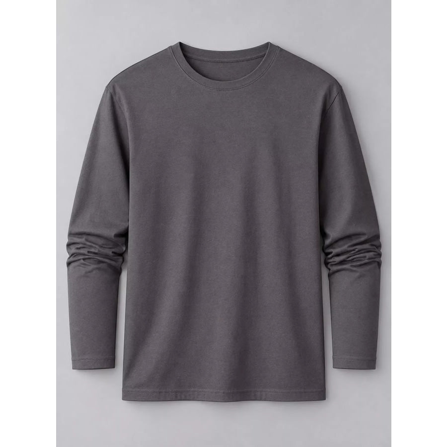 Men’s Plus Size Round Neck Long Sleeve T-Shirt Apparel and Accessories