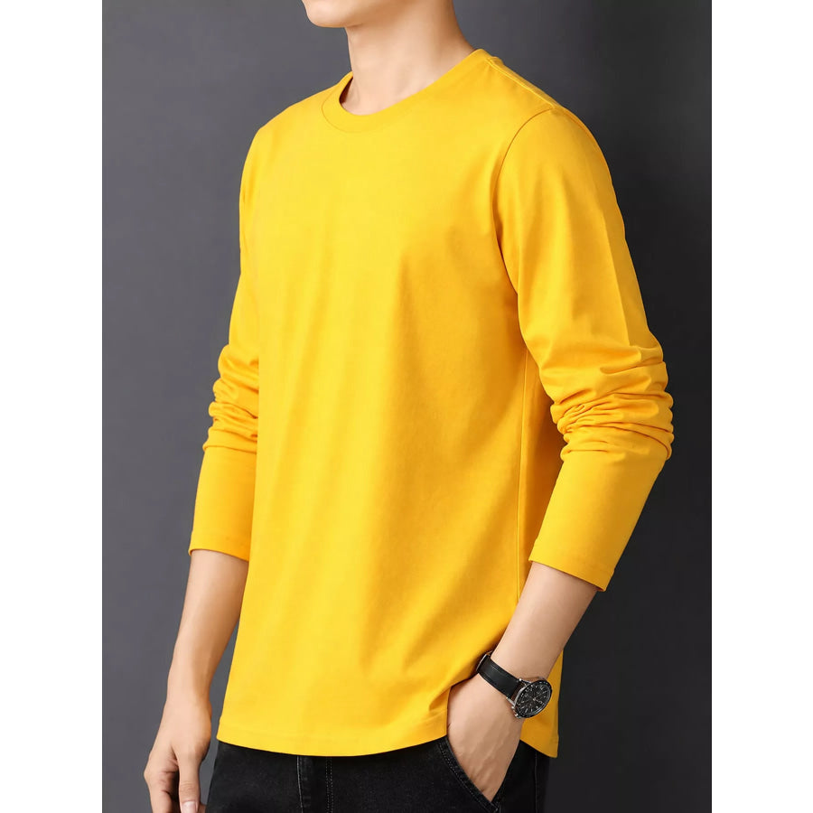 Men’s Plus Size Round Neck Long Sleeve T-Shirt Apparel and Accessories