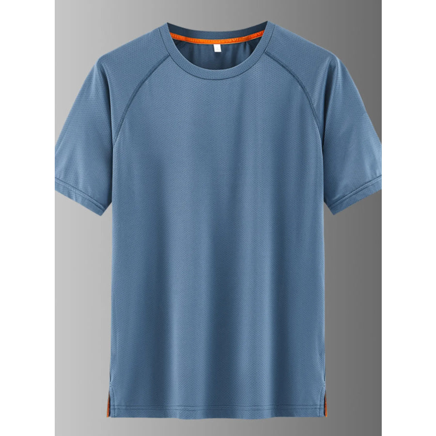Men’s Plus Size Round Neck Quick-Dry Active T-Shirt French Blue / M Apparel and Accessories