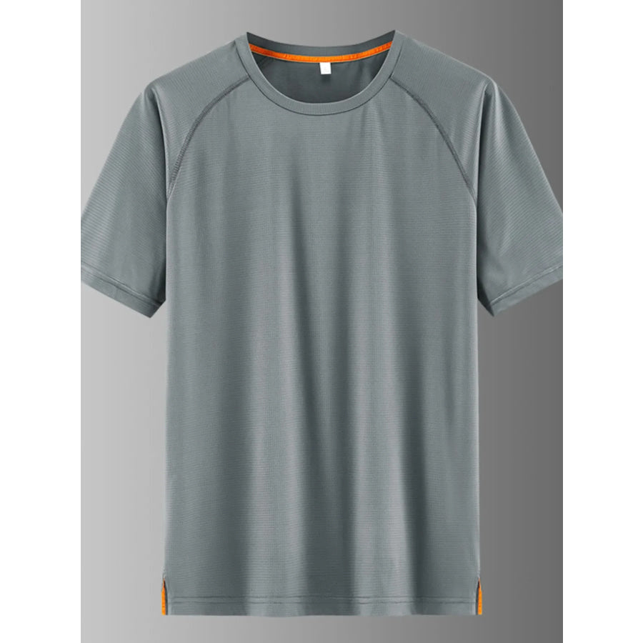 Men’s Plus Size Round Neck Quick-Dry Active T-Shirt Grey / M Apparel and Accessories