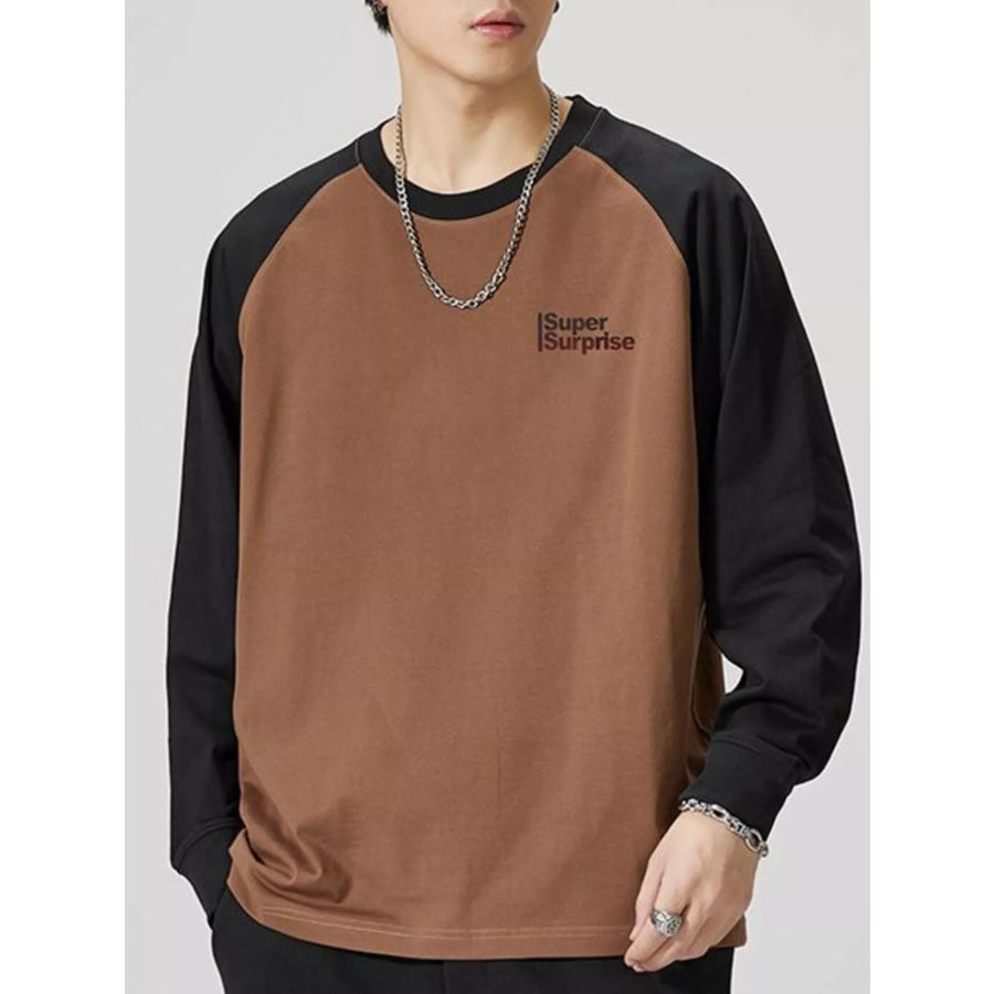 Men’s Plus Size Round Neck Raglan Sleeve T-Shirt Caramel / M Apparel and Accessories
