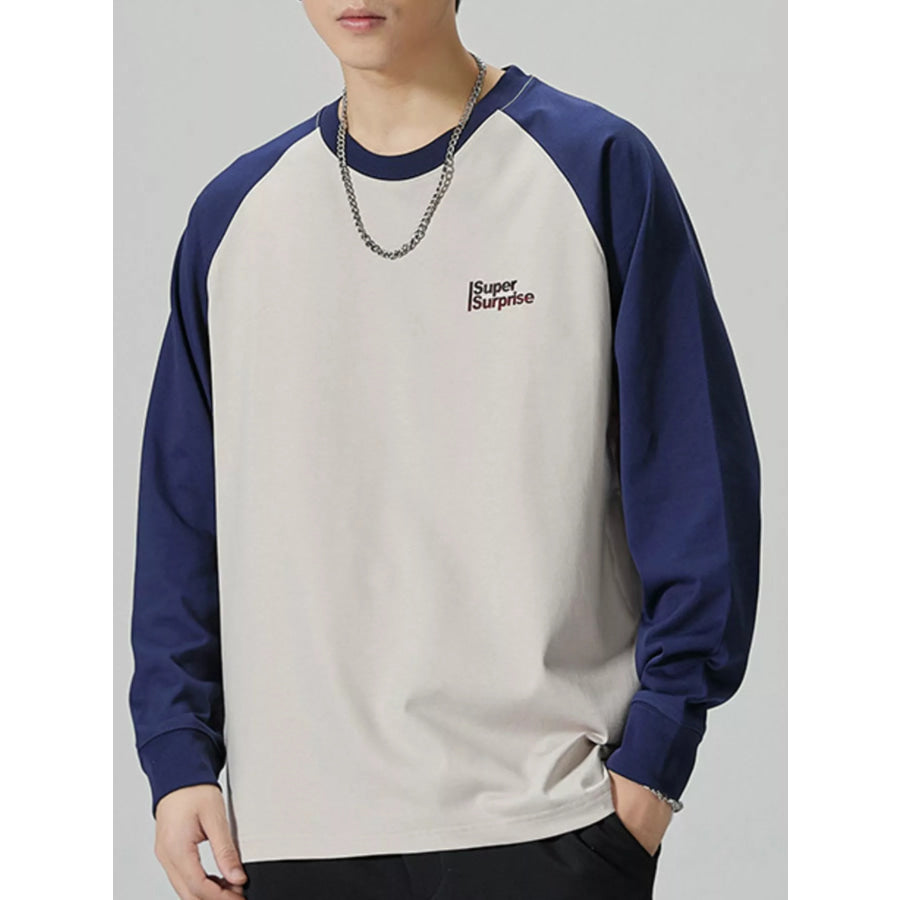 Men’s Plus Size Round Neck Raglan Sleeve T-Shirt Gray / M Apparel and Accessories
