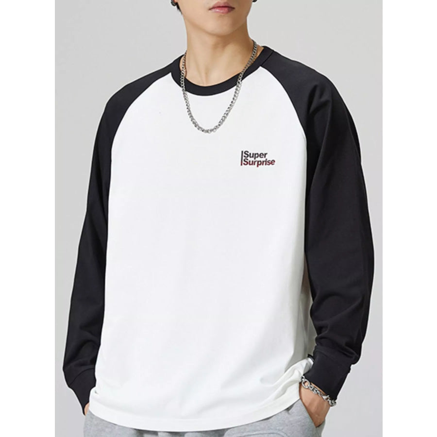 Men’s Plus Size Round Neck Raglan Sleeve T-Shirt White / M Apparel and Accessories
