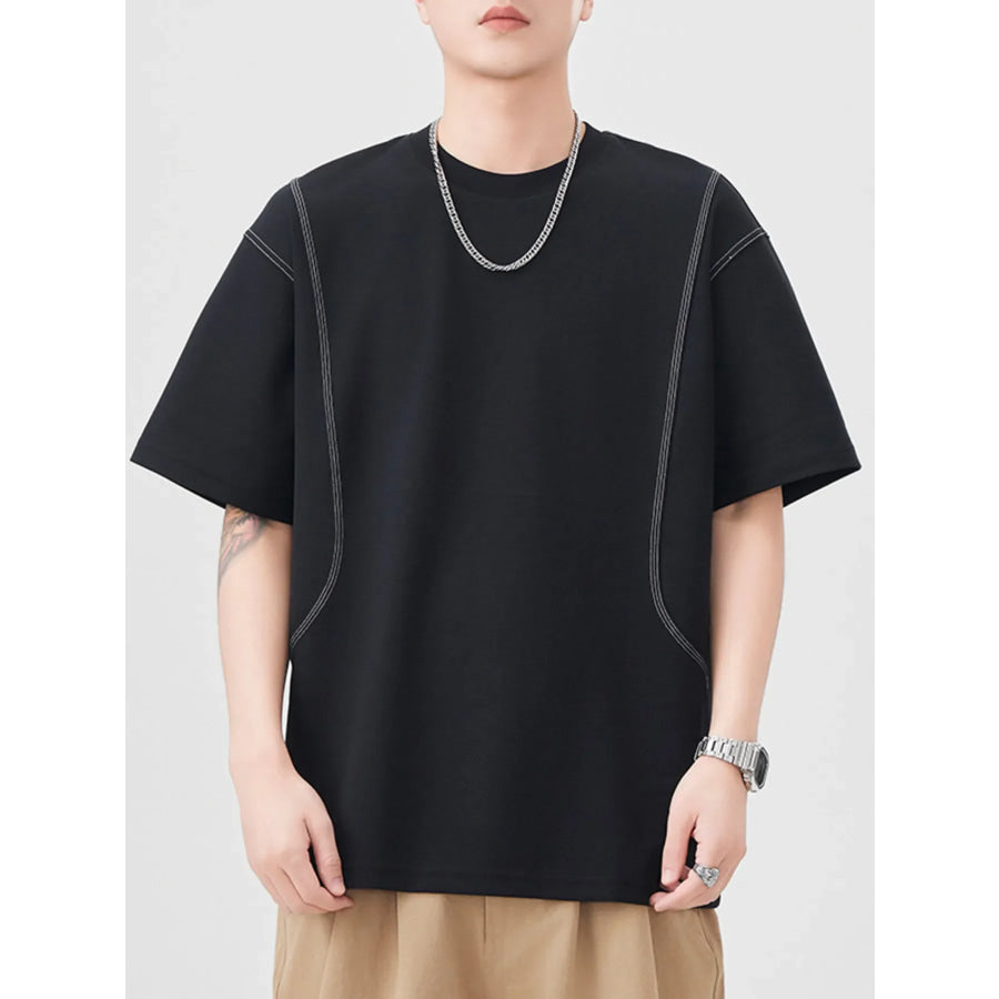 Men’s Plus Size Round Neck Relaxed Fit T-Shirt Black / M Apparel and Accessories