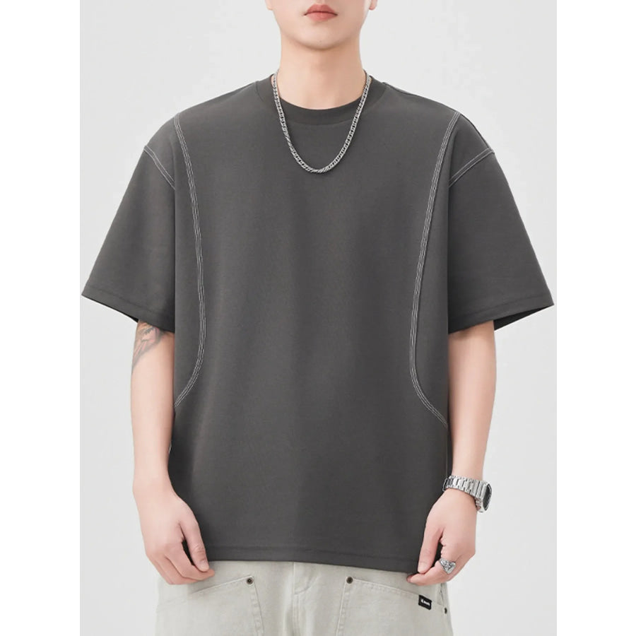 Men’s Plus Size Round Neck Relaxed Fit T-Shirt Dark Gray / M Apparel and Accessories