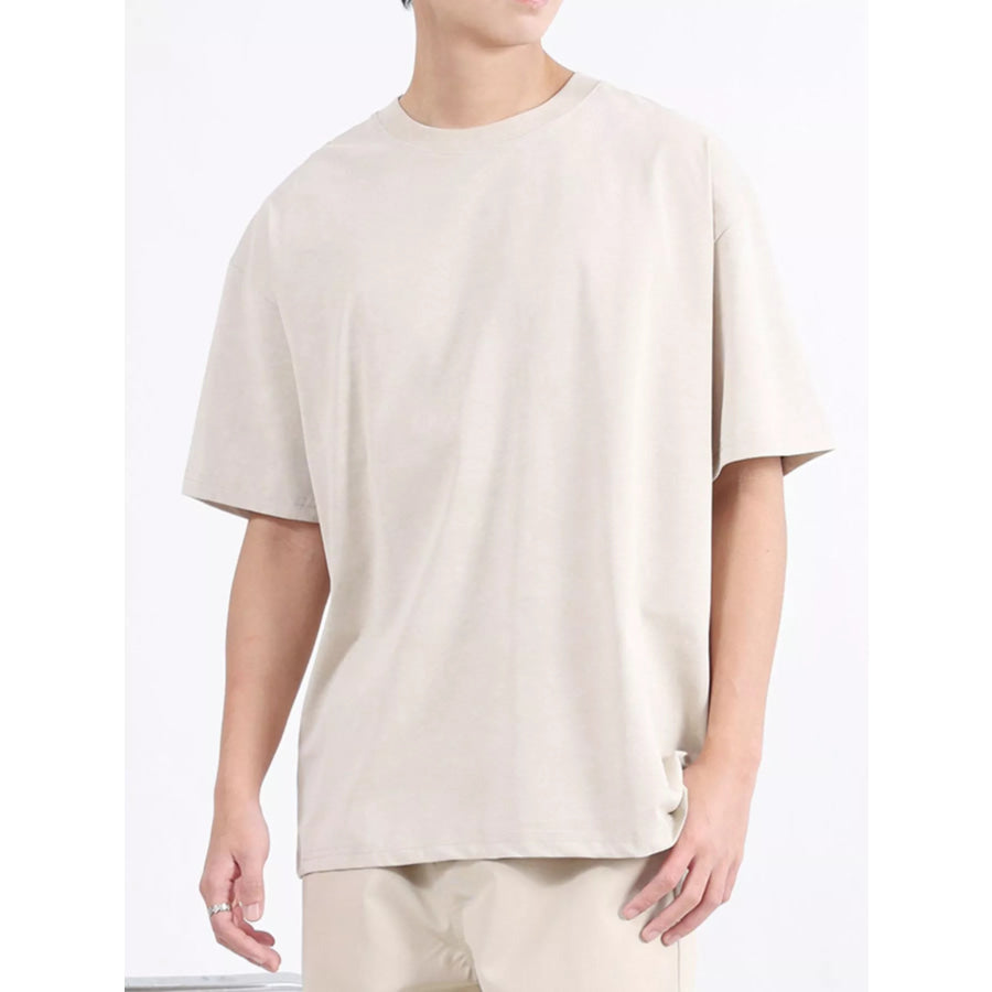 Men’s Plus Size Round Neck Short Sleeve T-Shirt Apricot / M Apparel and Accessories