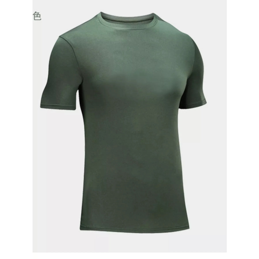 Men’s Plus Size Round Neck Short Sleeve T-Shirt Army Green / M Apparel and Accessories