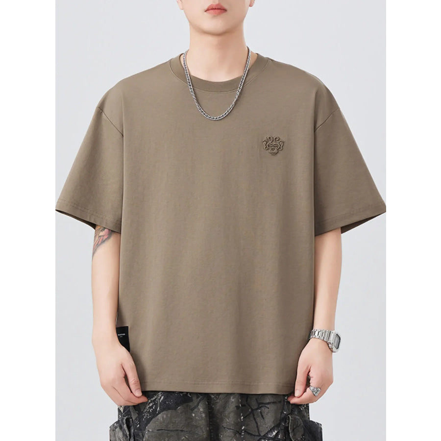 Men’s Plus Size Round Neck Short Sleeve T-Shirt Brown / M Apparel and Accessories