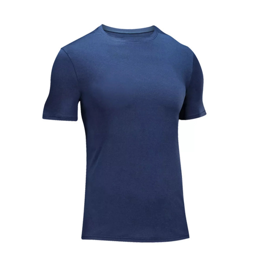 Men’s Plus Size Round Neck Short Sleeve T-Shirt Peacock Blue / M Apparel and Accessories