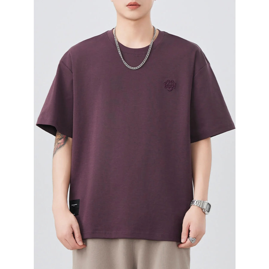 Men’s Plus Size Round Neck Short Sleeve T-Shirt Purple / M Apparel and Accessories