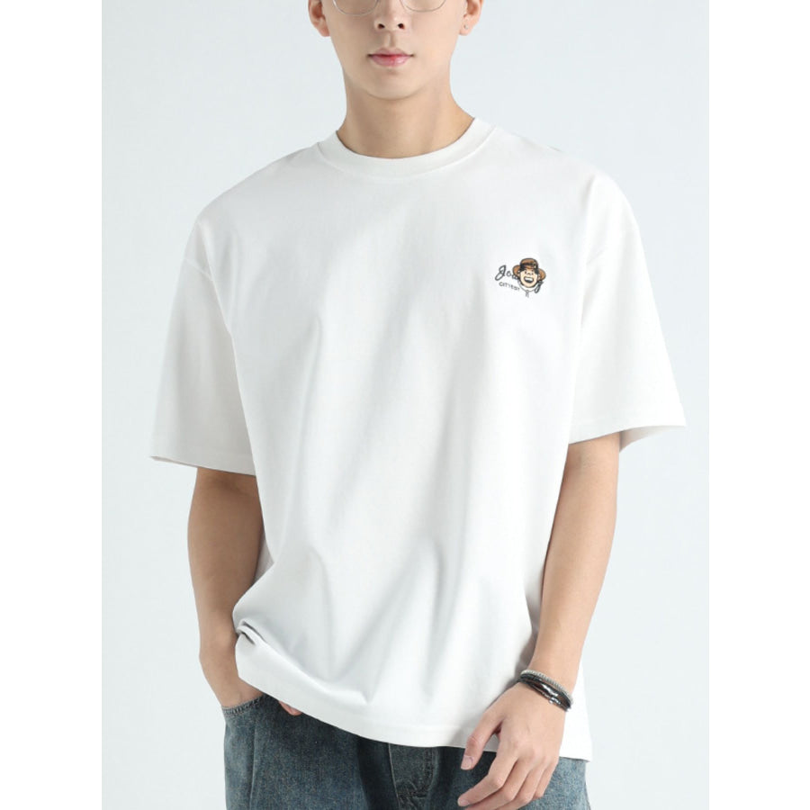 Men’s Plus Size Round Neck Short Sleeve T-Shirt White / M Apparel and Accessories