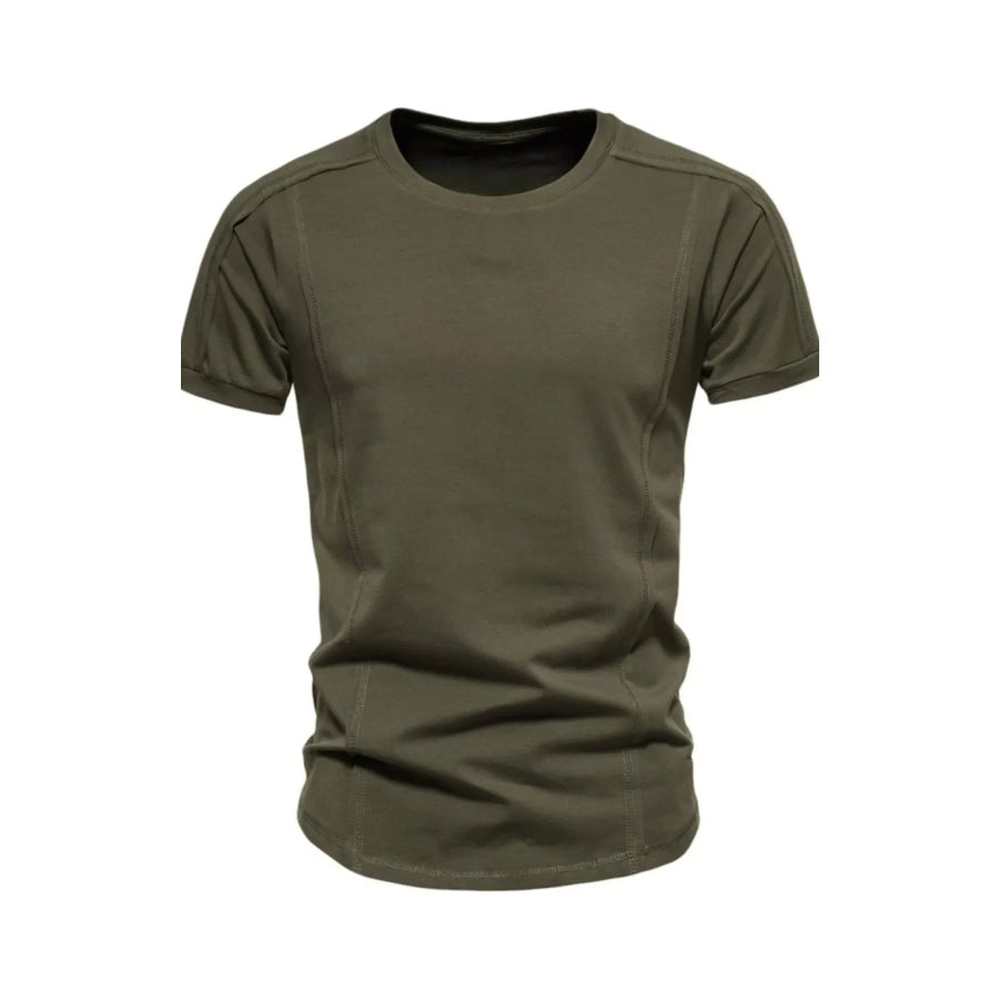 Men’s Plus Size Round Neck Tactical Style T-Shirt Army Green / M Apparel and Accessories