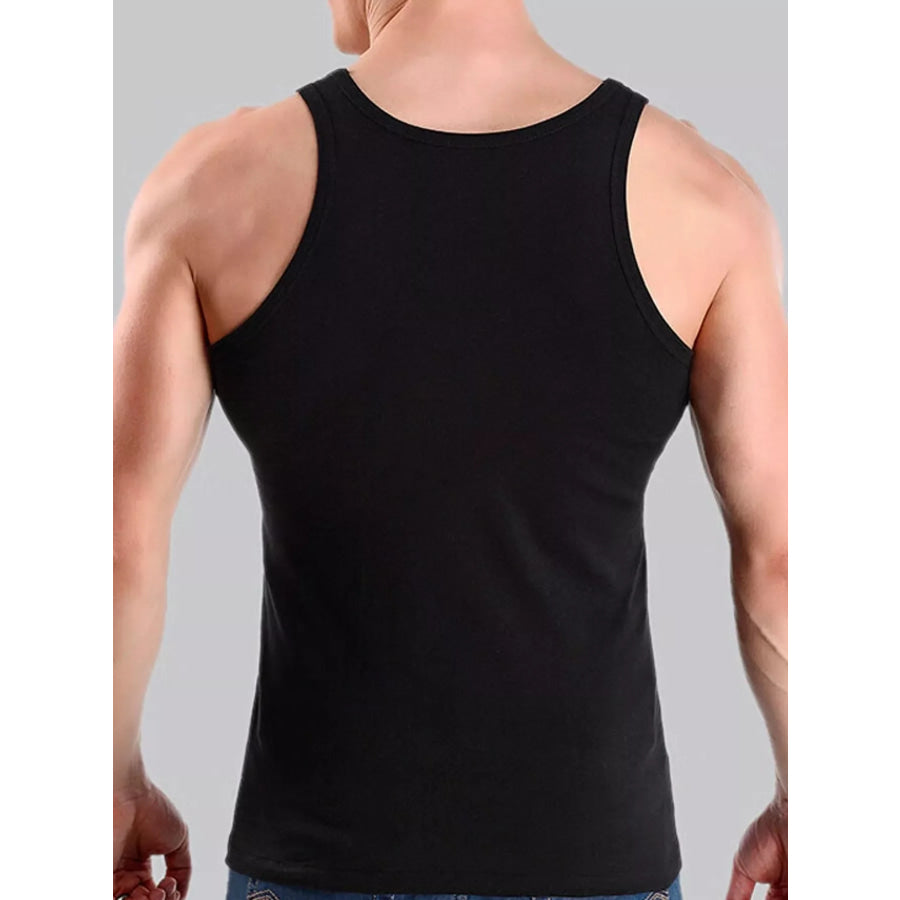 Men’s Plus Size Round Neck Tank Black / L Apparel and Accessories