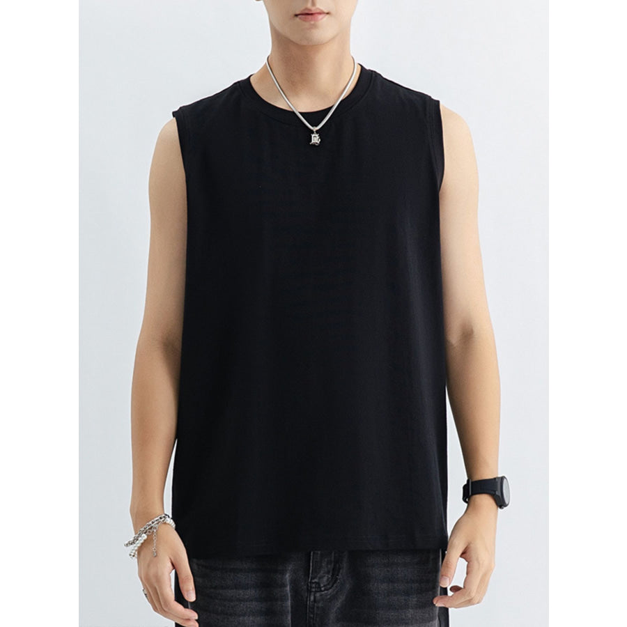 Men’s Plus Size Round Neck Tank Black / M Apparel and Accessories