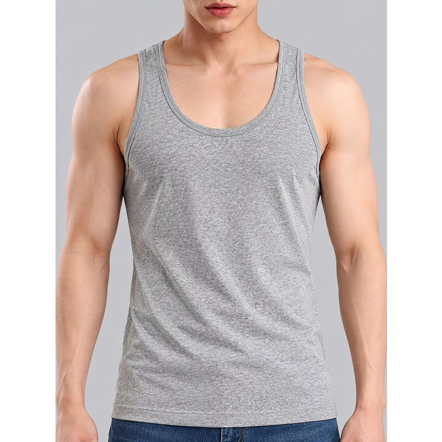 Men’s Plus Size Round Neck Tank Gray / L Apparel and Accessories