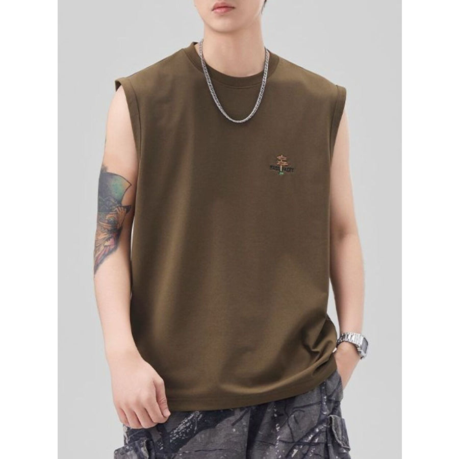 Men’s Plus Size Round Neck Tank Taupe / M Apparel and Accessories