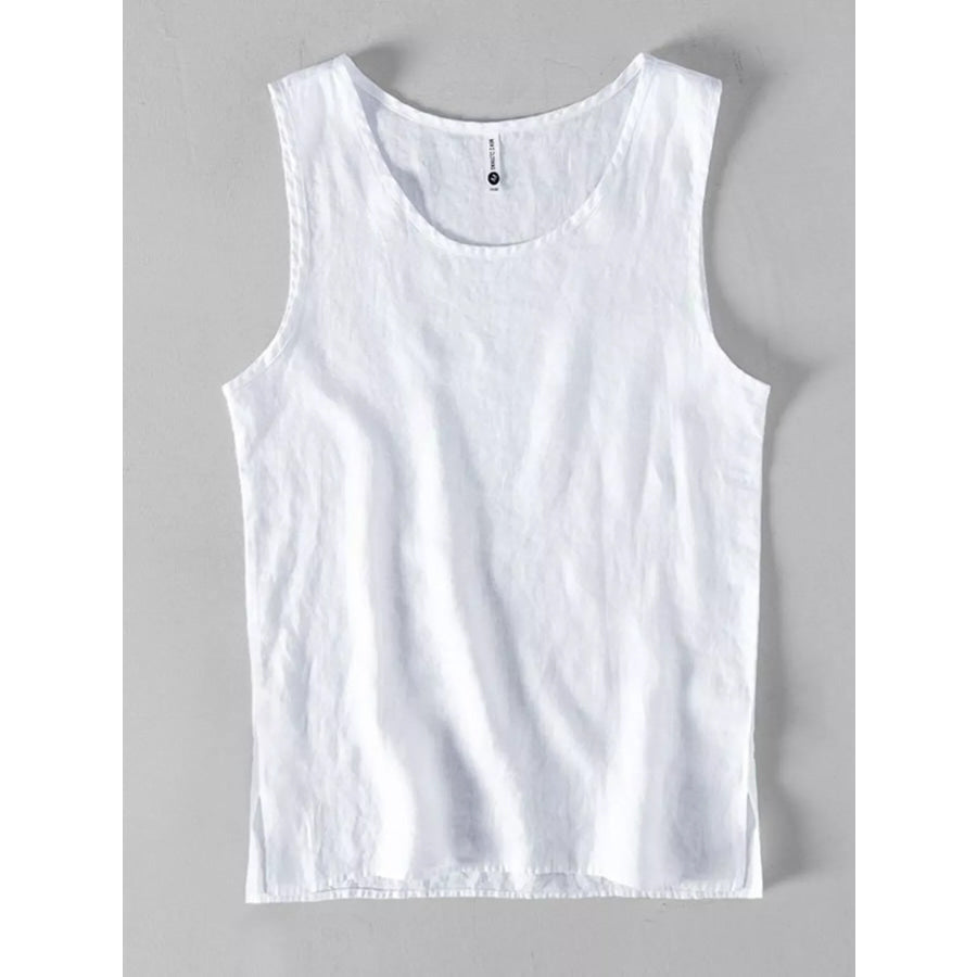 Men’s Plus Size Round Neck Tank White / M Apparel and Accessories