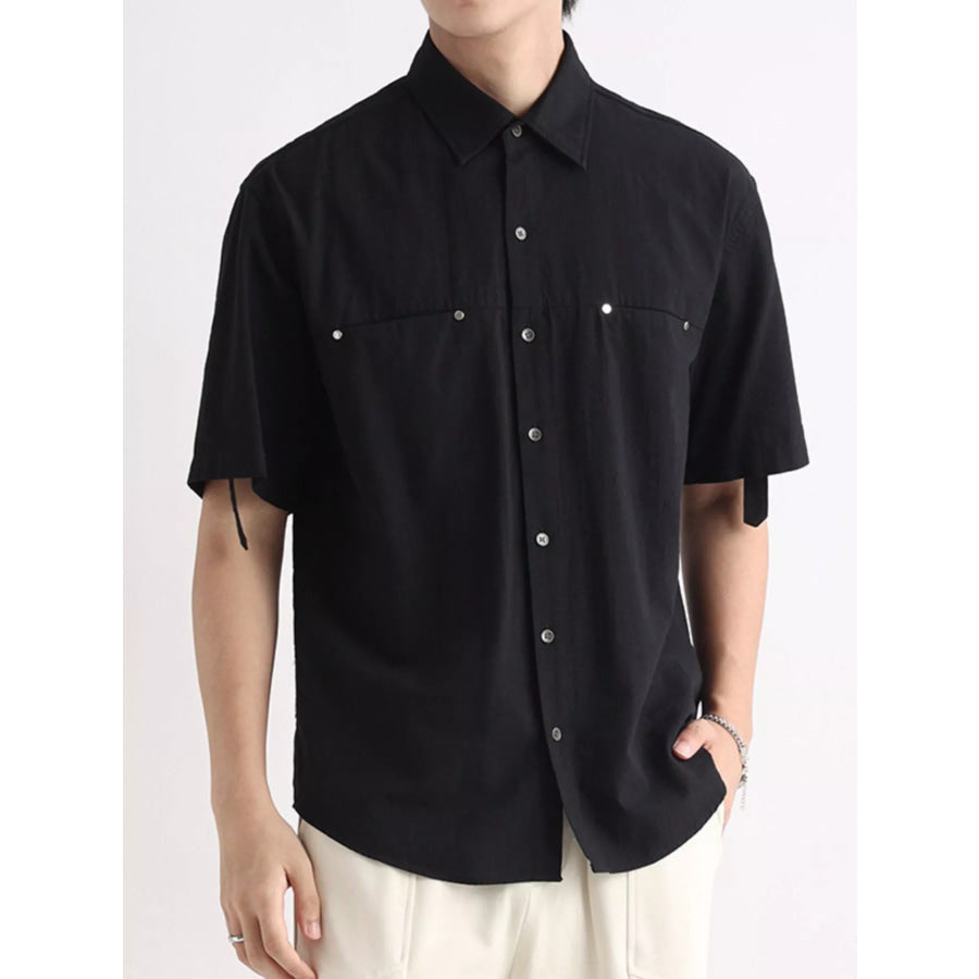 Men’s Plus Size Short Sleeve Button-Down Shirt Black / M Apparel and Accessories