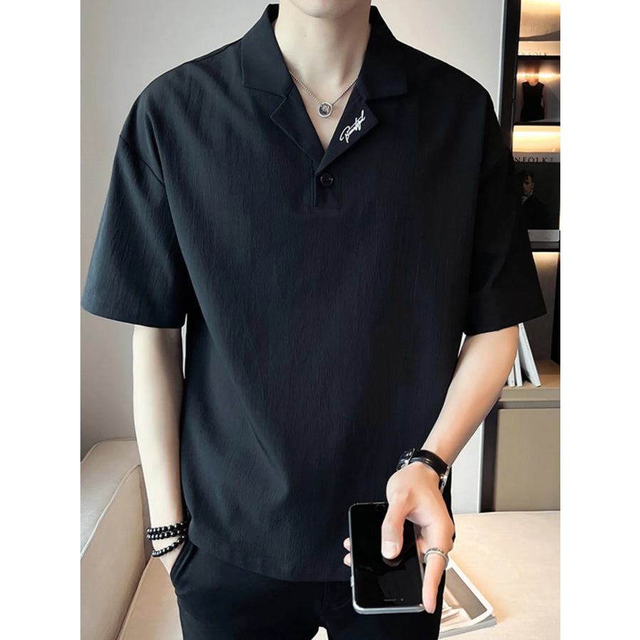 Men’s Plus Size Short Sleeve Polo Shirt with Embroidered Detail Apparel and Accessories