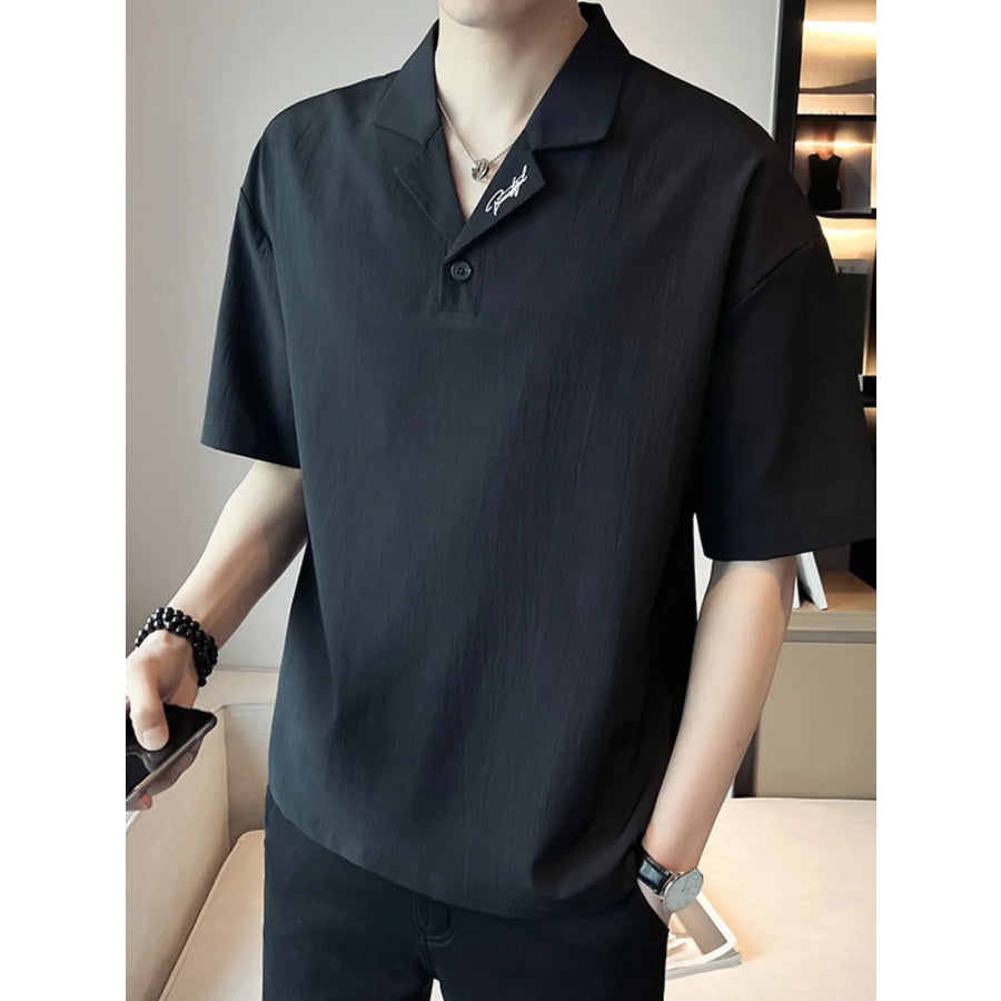 Men’s Plus Size Short Sleeve Polo Shirt with Embroidered Detail Apparel and Accessories
