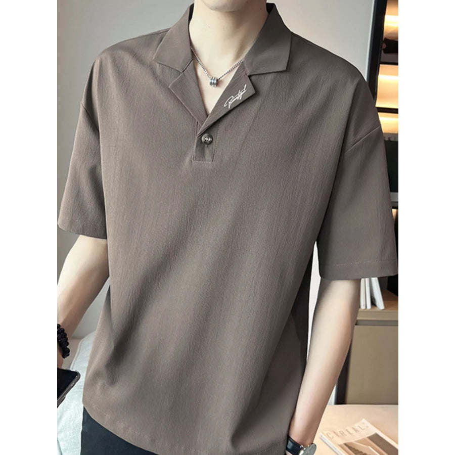 Men’s Plus Size Short Sleeve Polo Shirt with Embroidered Detail Apparel and Accessories