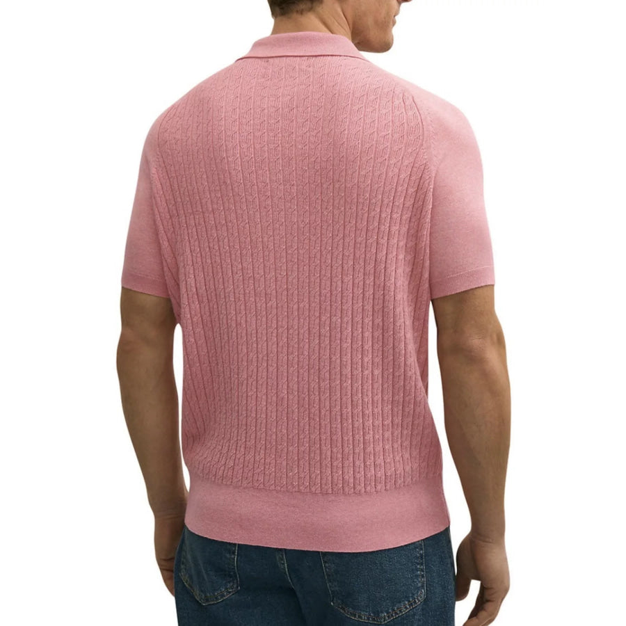Men’s Plus Size Short-Sleeve Textured Knit Cardigan Apparel and Accessories