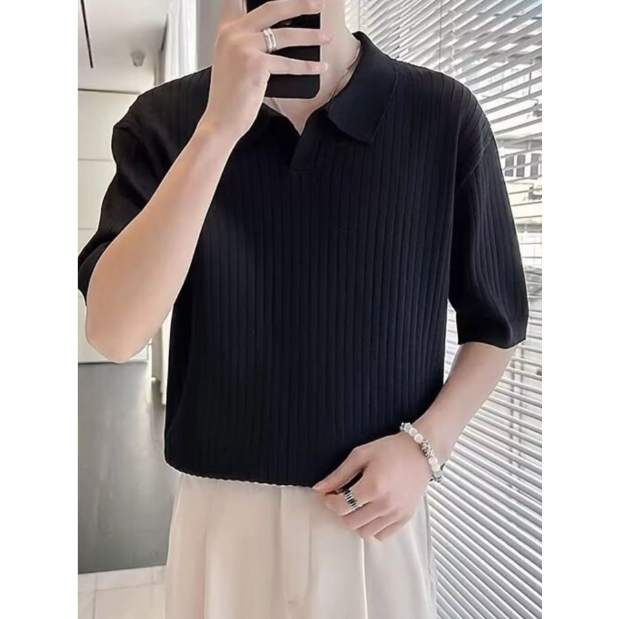Men’s Plus Size Short Sleeve Textured Knit Polo Apparel and Accessories