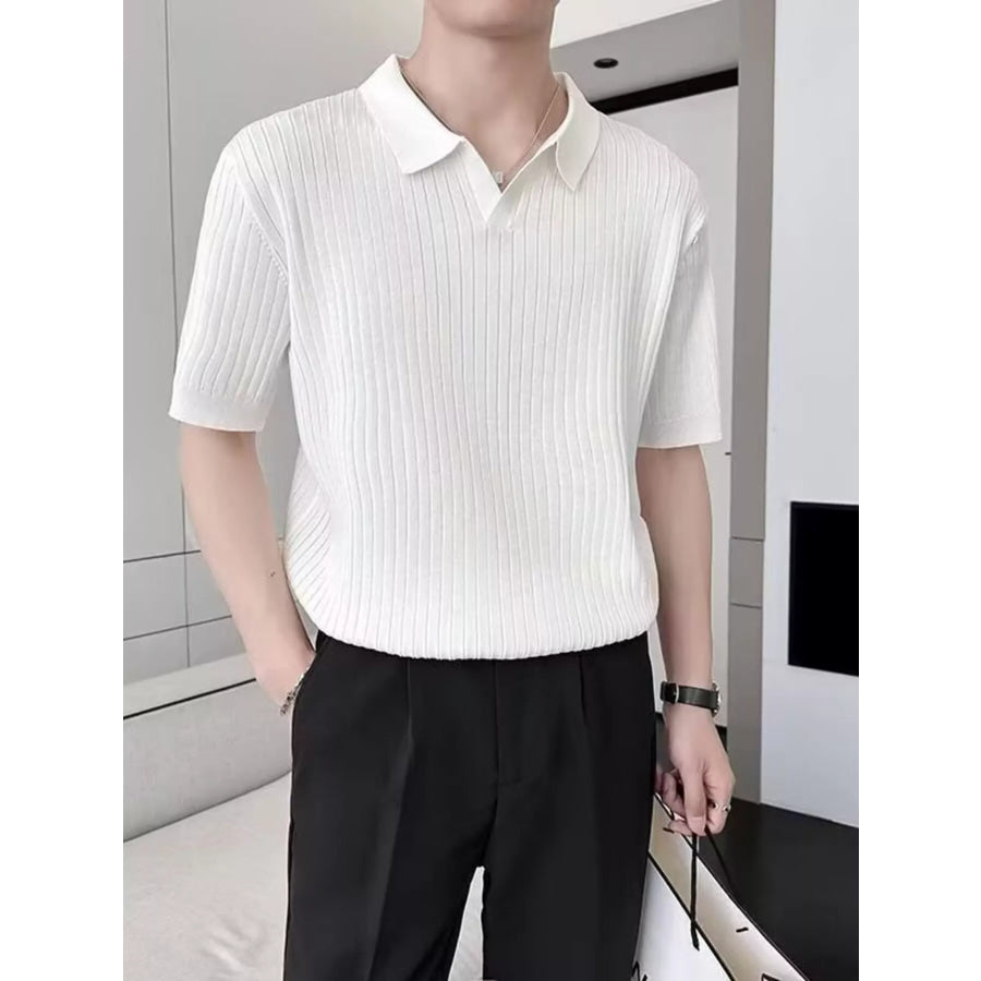 Men’s Plus Size Short Sleeve Textured Knit Polo Apparel and Accessories