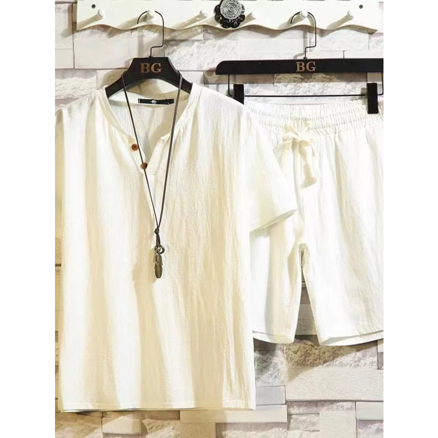 Men’s Plus Size Short Sleeve Top and Shorts Set Apparel and Accessories