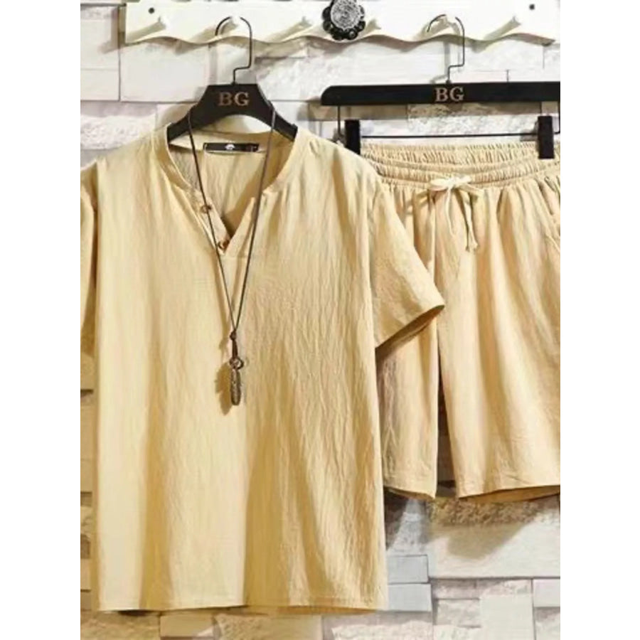 Men’s Plus Size Short Sleeve Top and Shorts Set Apparel and Accessories