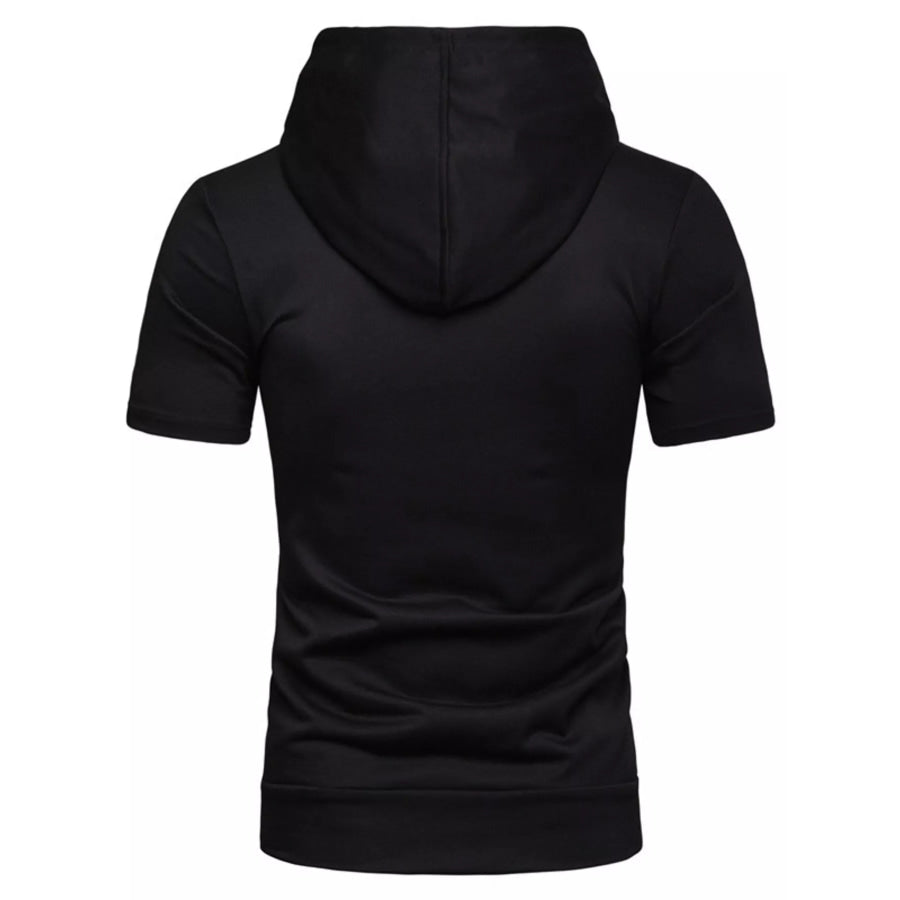 Men’s Plus Size Short Sleeve Zip Up Hoodie Top Apparel and Accessories