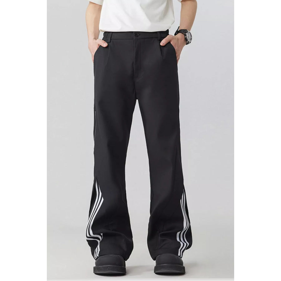 Men’s Plus Size Side Stripe Wide Leg Pants Black / L Apparel and Accessories