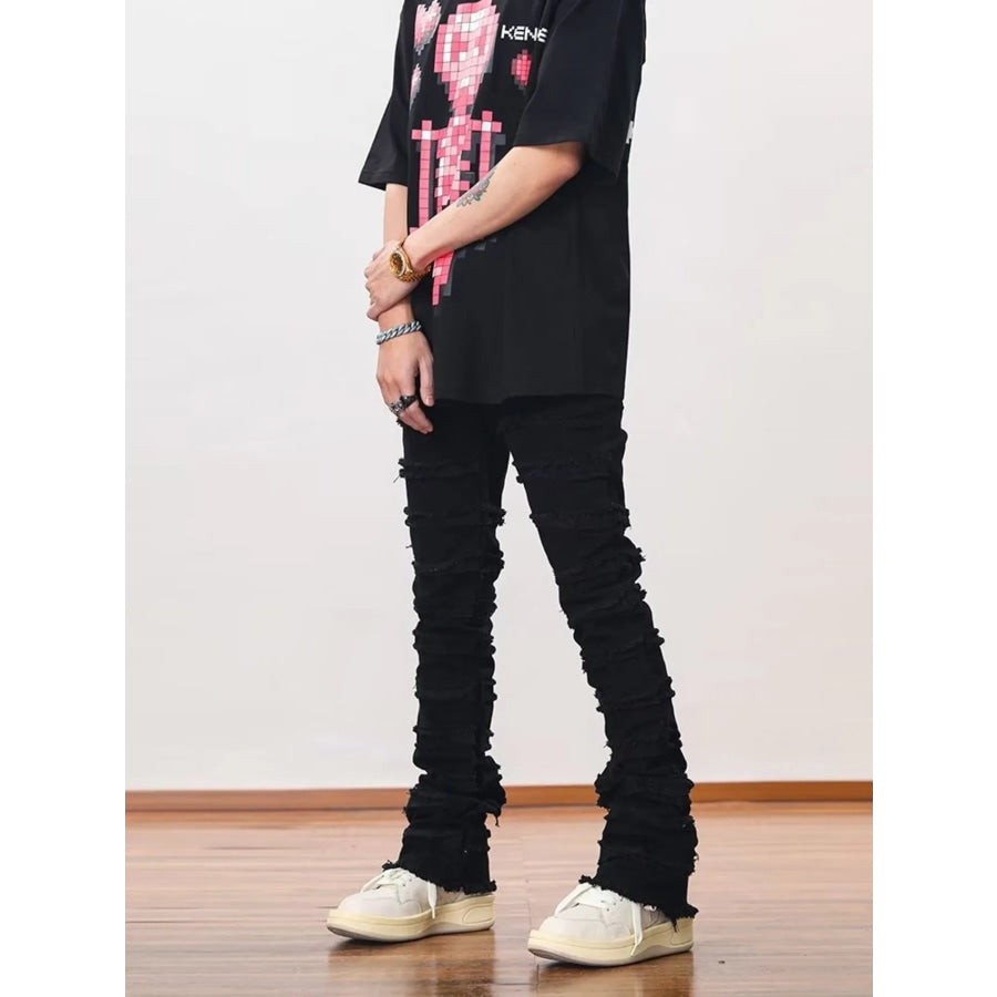 Men’s Plus Size Slim Fit Frayed Hem Jeans Apparel and Accessories