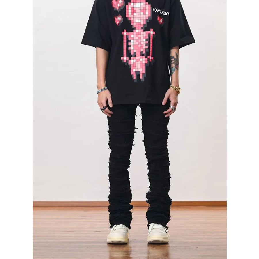Men’s Plus Size Slim Fit Frayed Hem Jeans Apparel and Accessories
