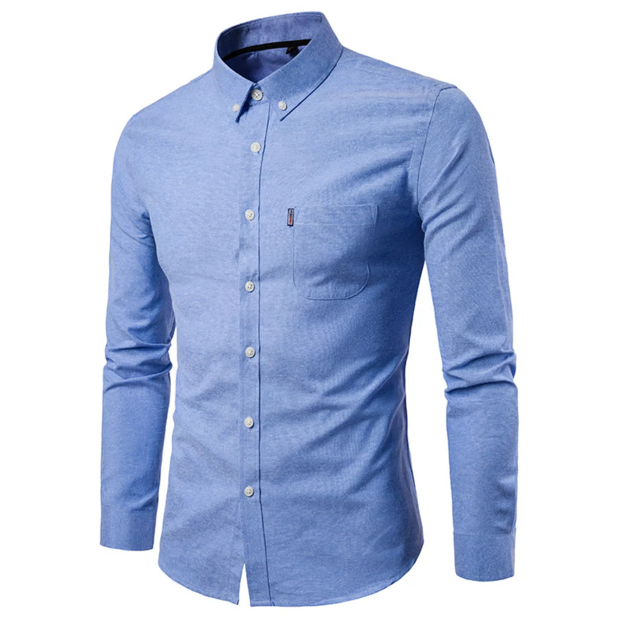 Men’s Plus Size Slim Fit Long Sleeve Button-Down Shirt Blue / M Apparel and Accessories