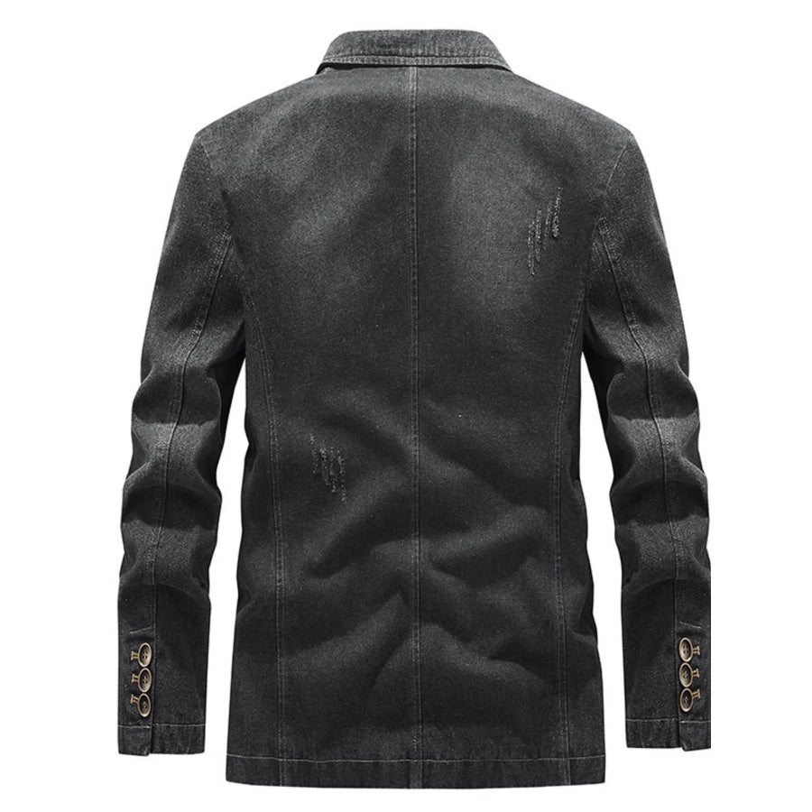 Men’s Plus Size Slim Fit Long Sleeve Denim Blazer Apparel and Accessories
