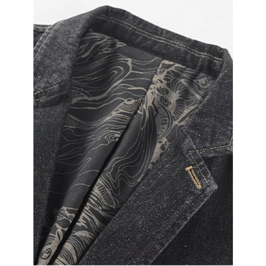 Men’s Plus Size Slim Fit Long Sleeve Denim Blazer Apparel and Accessories