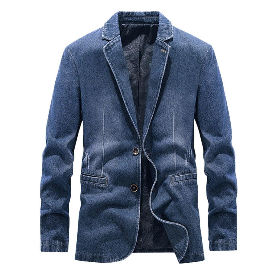Men’s Plus Size Slim Fit Long Sleeve Denim Blazer Medium / M Apparel and Accessories