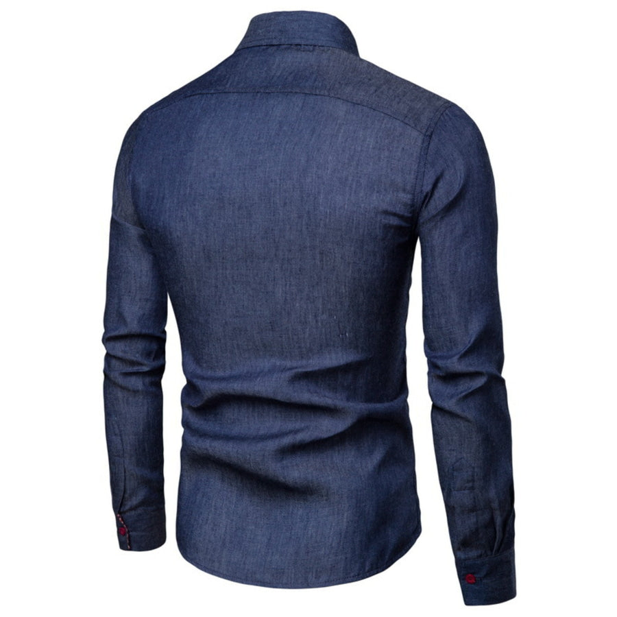 Men’s Plus Size Slim Fit Long Sleeve Denim Shirt Apparel and Accessories