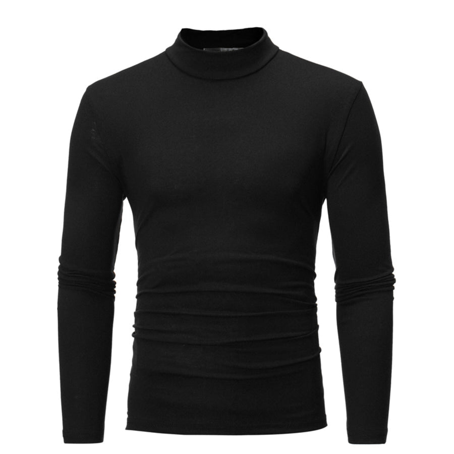 Men’s Plus Size Slim Fit Mock Neck Long Sleeve T-Shirt Black / M Apparel and Accessories