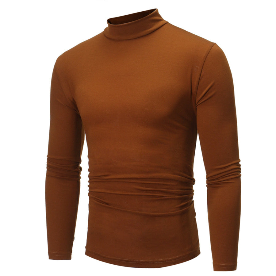 Men’s Plus Size Slim Fit Mock Neck Long Sleeve T-Shirt Coffee / M Apparel and Accessories