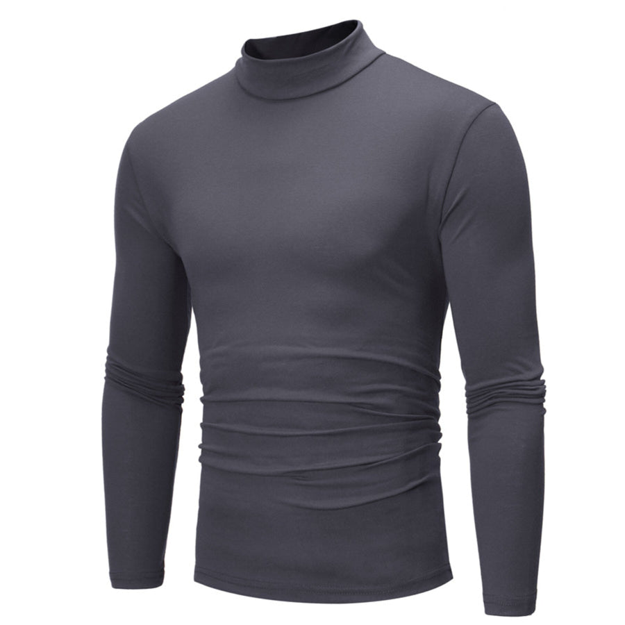 Men’s Plus Size Slim Fit Mock Neck Long Sleeve T-Shirt Dark Gray / M Apparel and Accessories