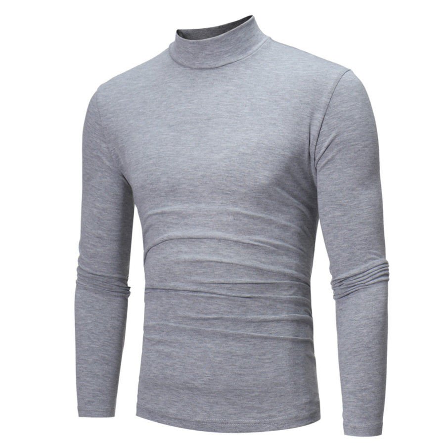 Men’s Plus Size Slim Fit Mock Neck Long Sleeve T-Shirt Light Gray / M Apparel and Accessories