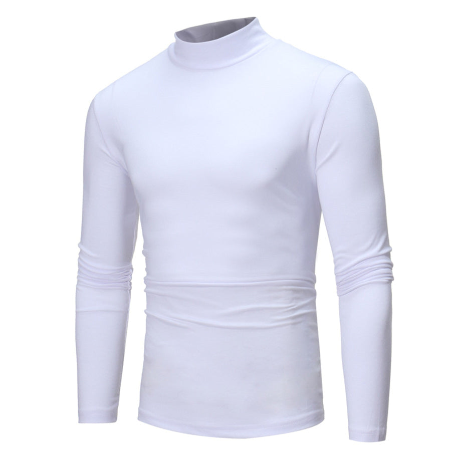 Men’s Plus Size Slim Fit Mock Neck Long Sleeve T-Shirt White / M Apparel and Accessories