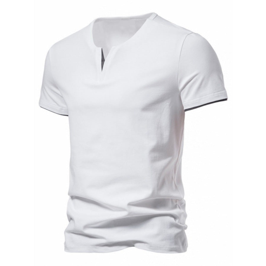 Men’s Plus Size Slim Fit Notched Casual T-Shirt Apparel and Accessories