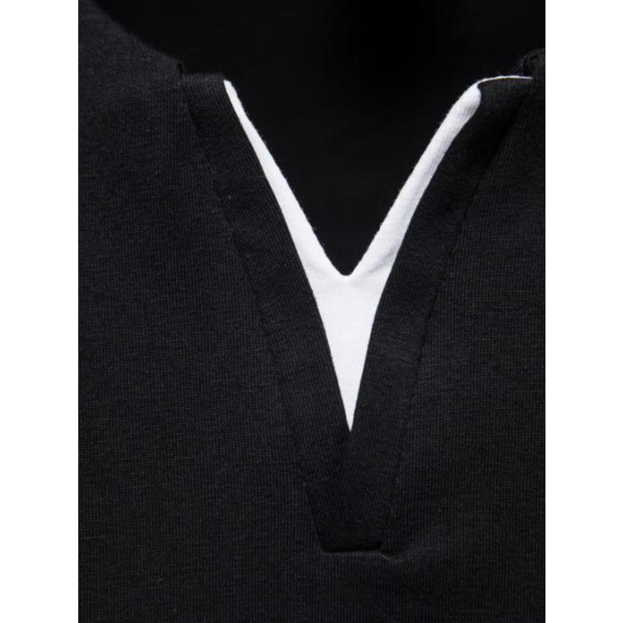 Men’s Plus Size Slim Fit Notched Casual T-Shirt Apparel and Accessories