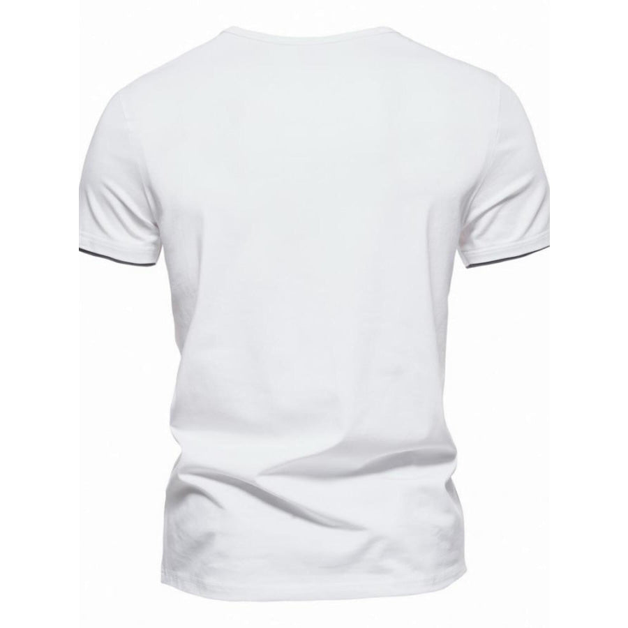 Men’s Plus Size Slim Fit Notched Casual T-Shirt Apparel and Accessories