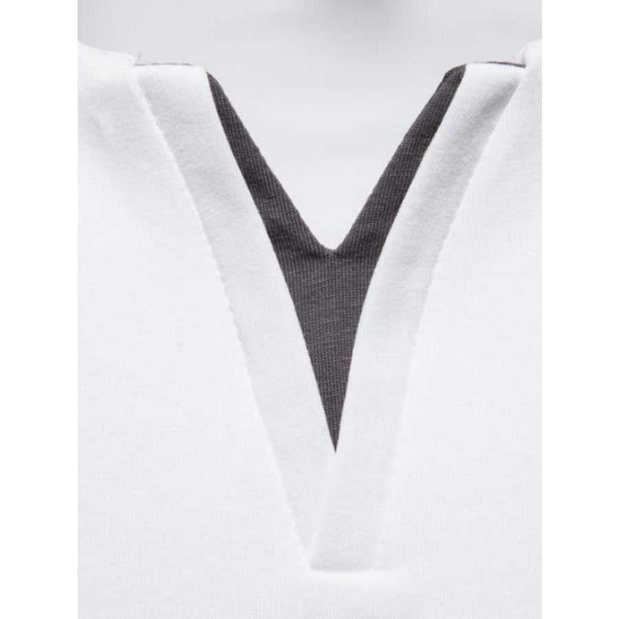 Men’s Plus Size Slim Fit Notched Casual T-Shirt Apparel and Accessories