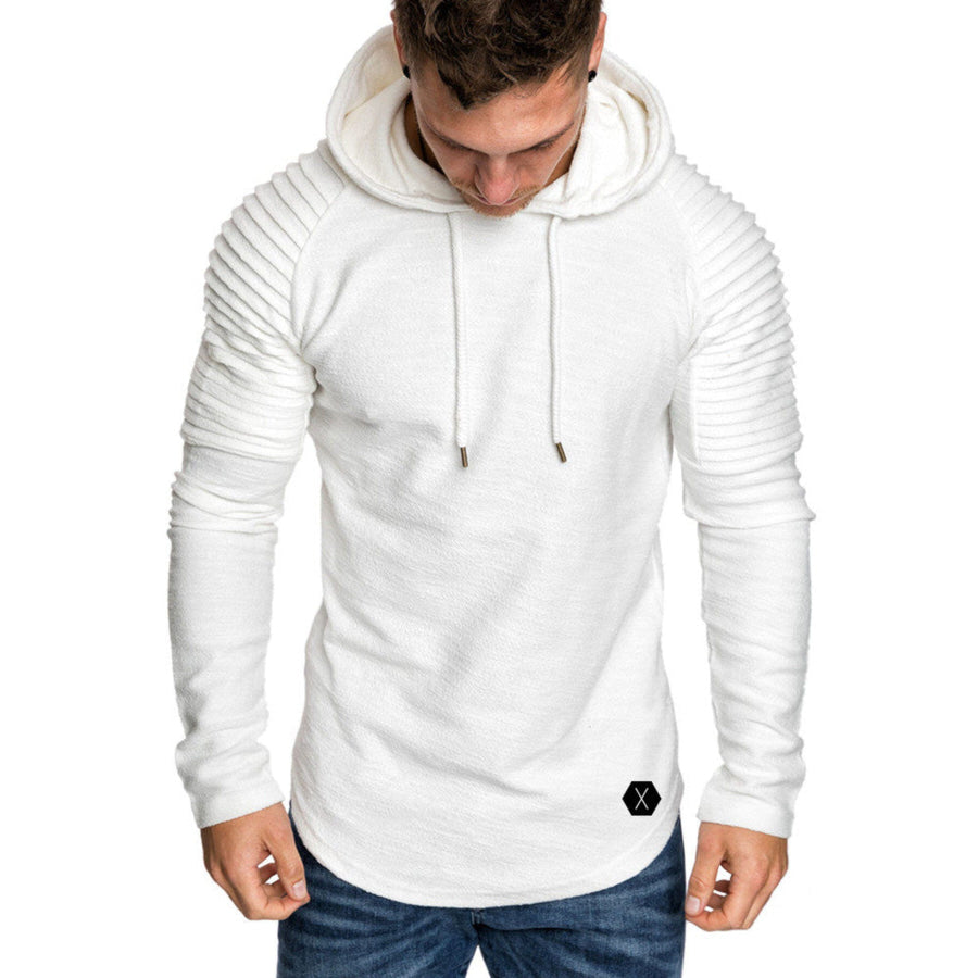 Men’s Plus Size Slim Fit Ribbed Hoodie with Drawstring Apparel and Accessories